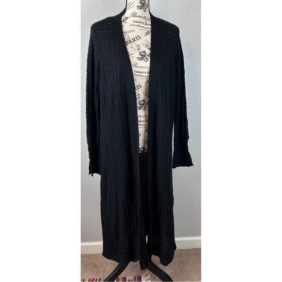 Rachel Parcell Black Knit Delicate Duster Cardigan, size Medium - Picture 3 of 10